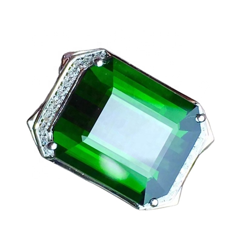 Unikāls zaļš turmalīna ziedu sieviešu saderināšanās gredzens 40