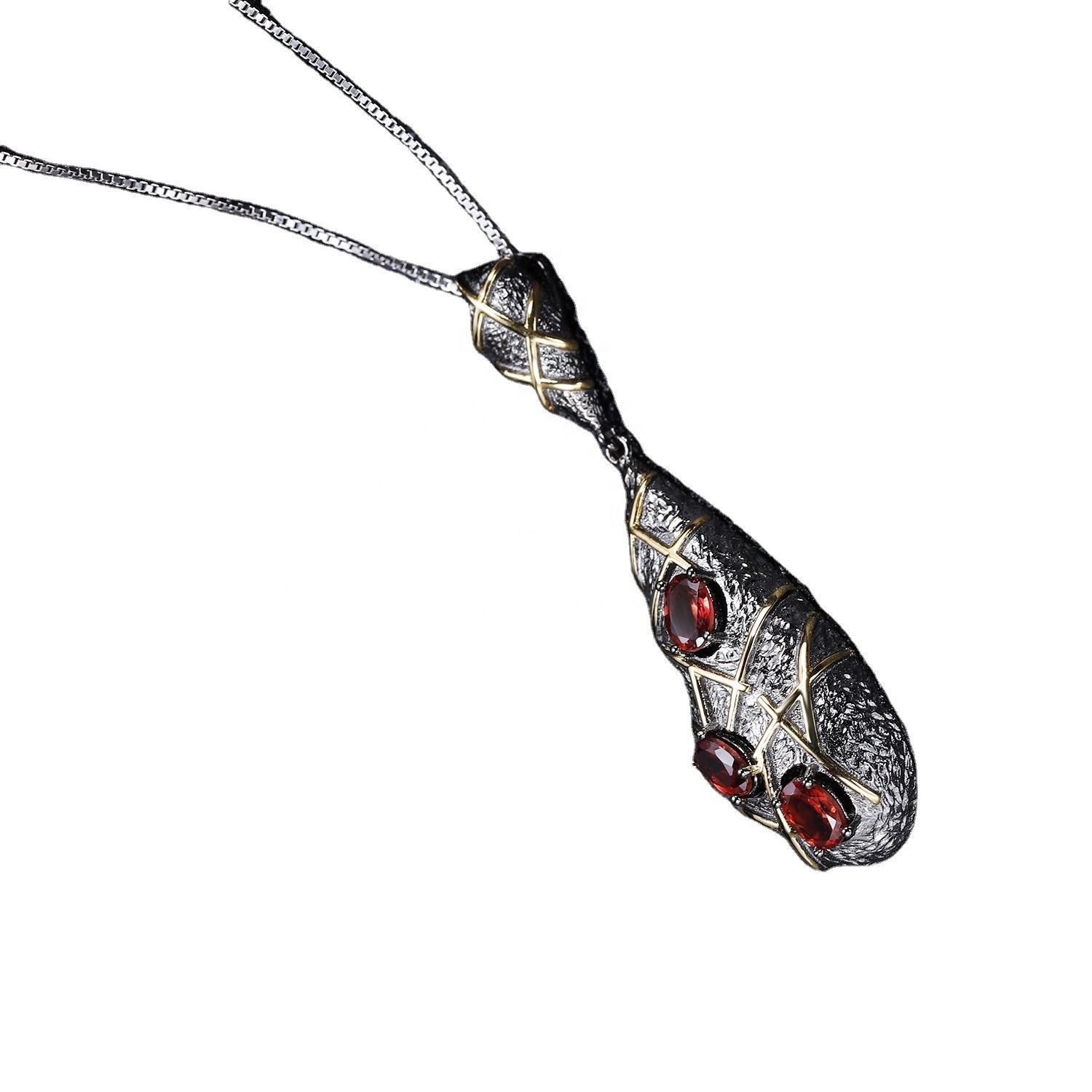 Gourd Siâp 925 Sterling Silver Gold PLETY PENDENT Necklace Ruby 17