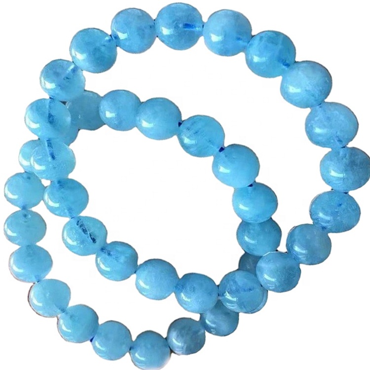 Heildverslun Glansandi Bule Litur Milky Aquamarine Armband Gemstone 13