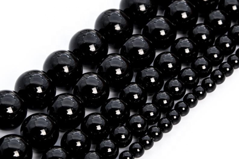 Qara Agate Muncuq Həqiqi Təbii Gemstone dəyirmi boş muncuq 6mm 8mm 10mm 10mm Toplu Lot Seçimlər 41