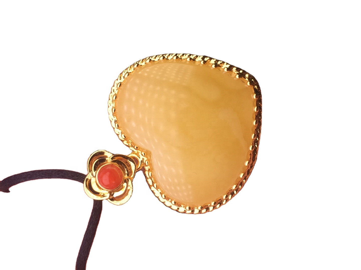 Heart-formë nanhong guri ari praruar amber varëse 17