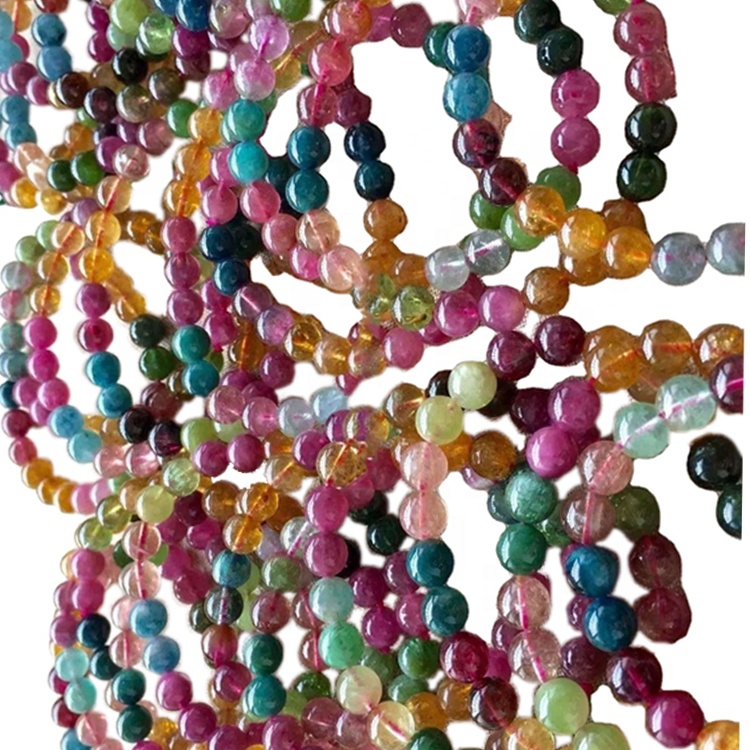 8mm Top Natural Tourmaline Crystal Rubellite Round Bead Armband 17