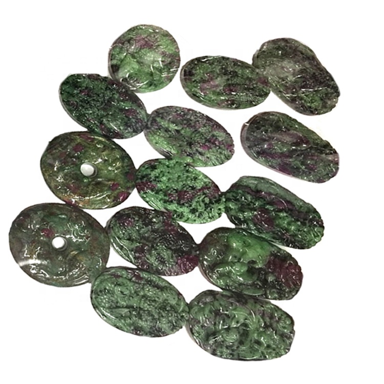 Prispôsobiteľný 925 Sterling Silver Natural Ruby Zoisite Gemstone Náhrdelník Prívesky / Designer Flower HandMade Prívesok / darček pre ňu 40