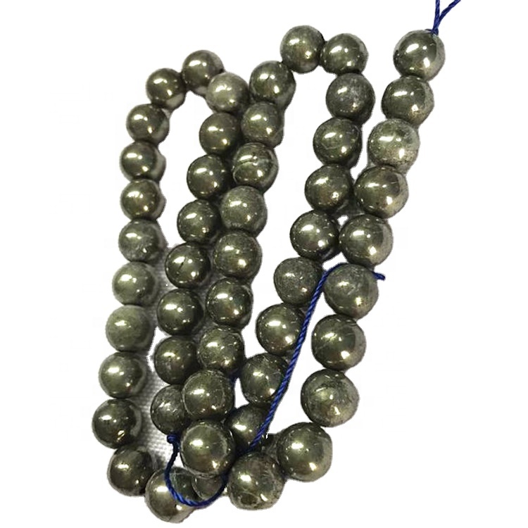 wholesale Natural Pyrite (Hematite) 4mm 6mm 8mm Round shape beads and smooth gemstone strings 17