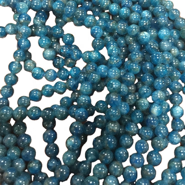 Bule apatite rruaza të rrumbullakët të rrumbullakëta të rrumbullakëta të rrumbullakëta të vërtetë shëruese gur i çmuar rruaza të lirshme 40