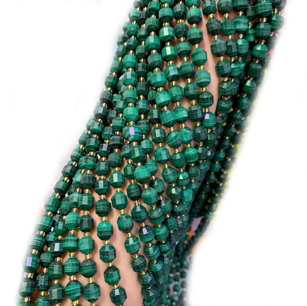 Natural Malachite Faceted круглыя ​​пацеры ацаленьня энергіі каштоўны камень свабодна пацеры DIY ювелірных вырабаў дызайну для бранзалета 17