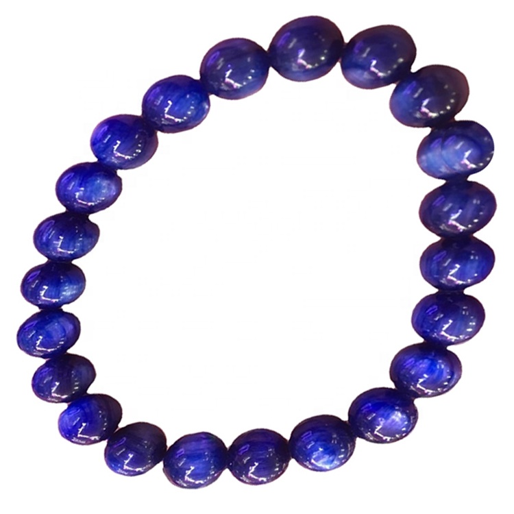 Natural Blue Kyanite perlur armbönd / gemstone unisex armbönd / sérhannaðar 17