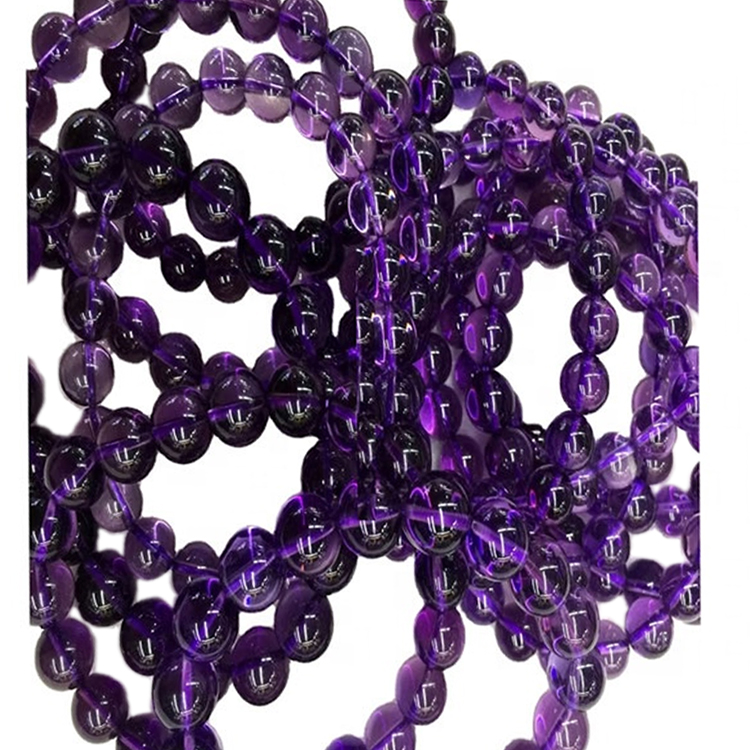 Μωβ Αμέθυστος πέτρινο χάντρες βραχιόλι κοσμήματα 17