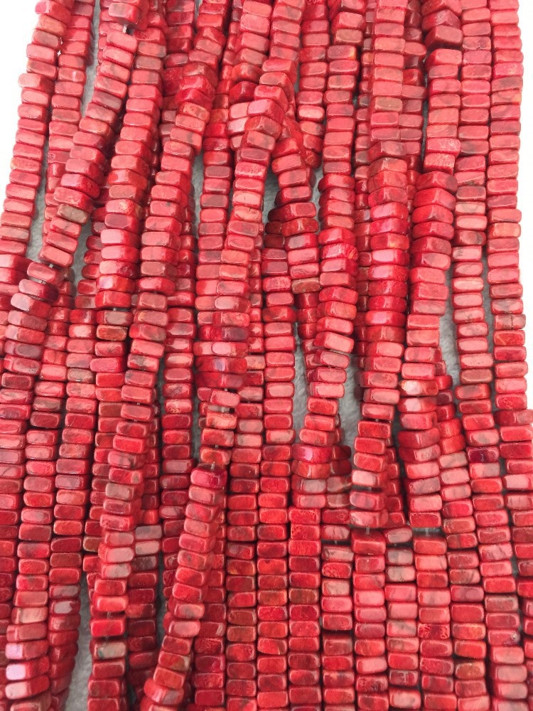 Orange Color Apple Coral Square Beads bëjnë me shumicë 41