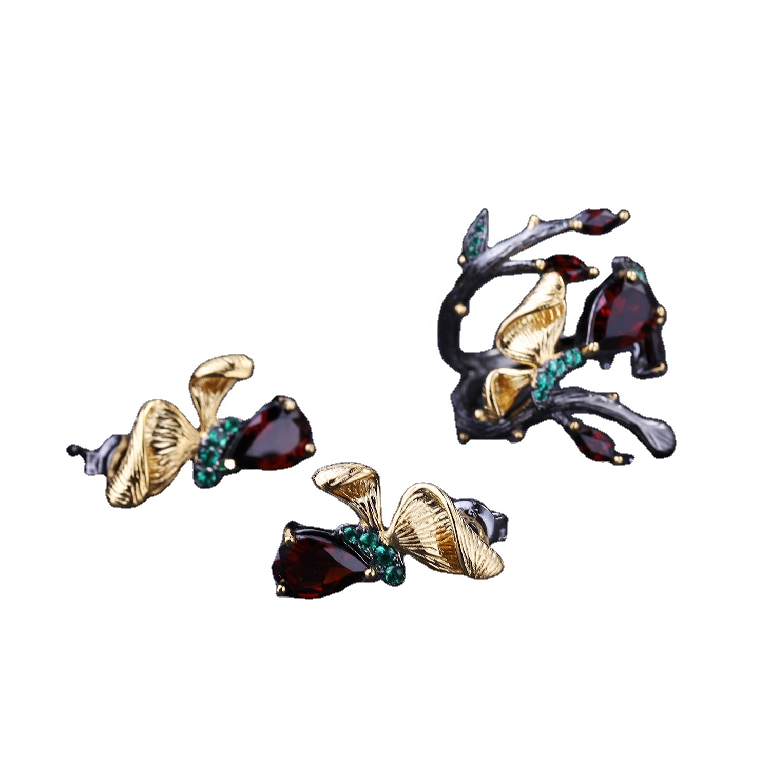 Anelli rubini / turchesi placcati in argento 925 39