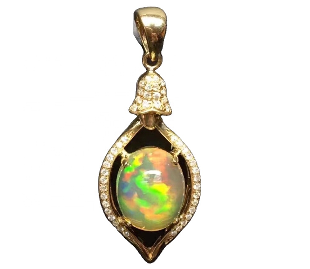 Naturlig skinnende fargerik Diamond Opal Anheng Gemstone Smykker 41