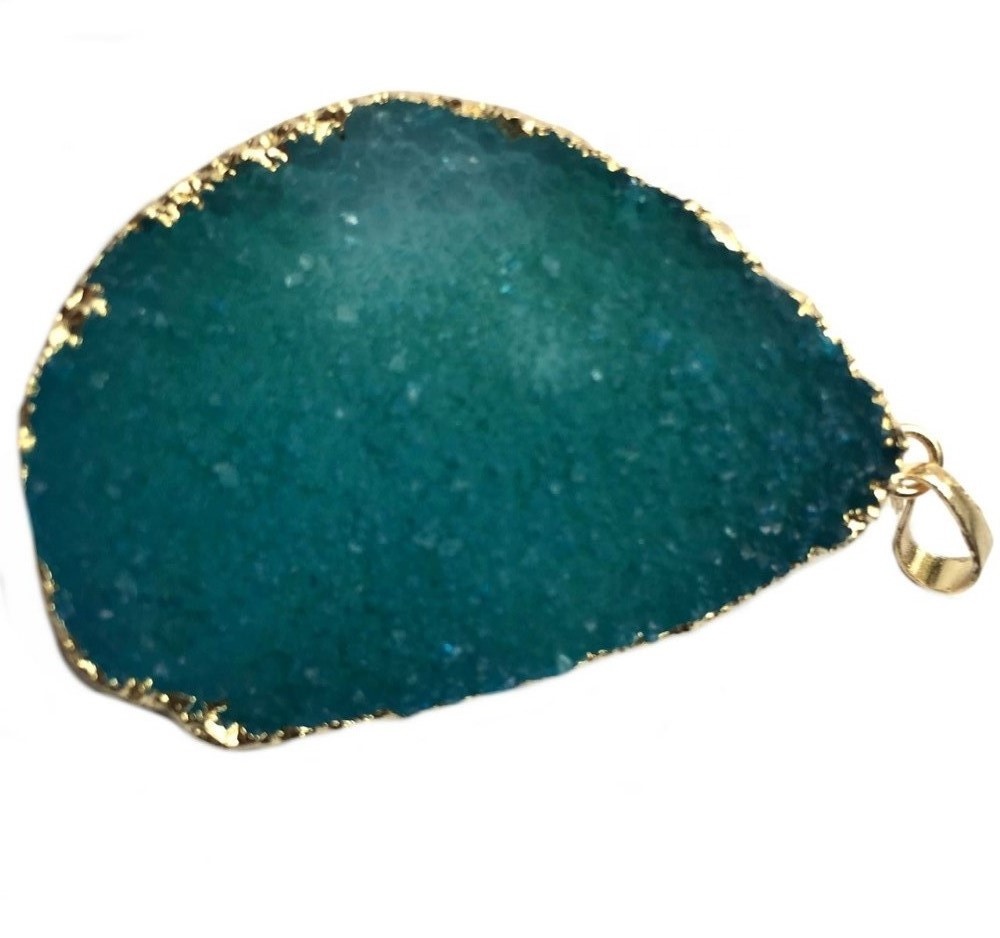 Double Two Hoop Druzy Stones Natural Amethyst Quartz Stone Druzy Slice Hengiskraut 40