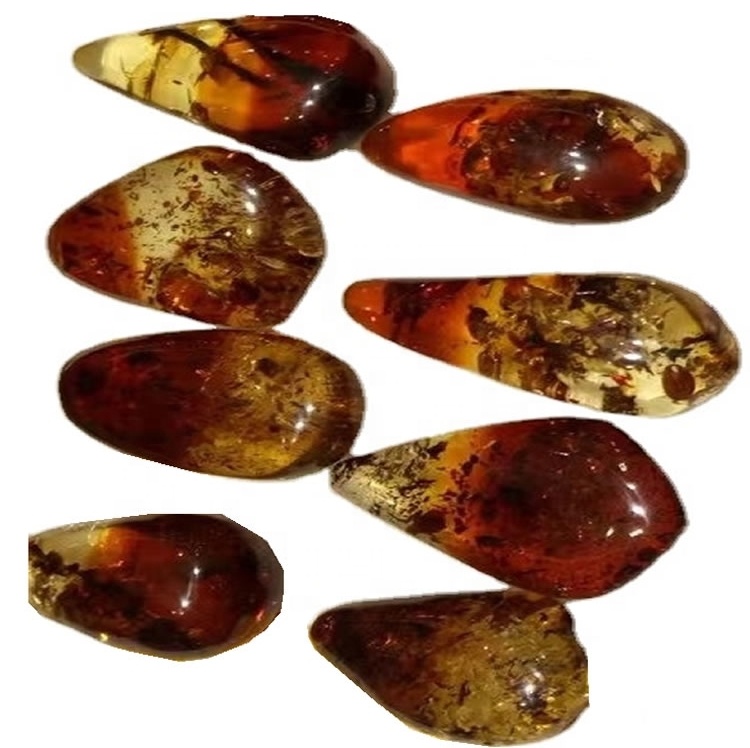 Naturally flowers loose amber cabochons Natural Rich Golden Baltic Amber AAA Rated Pear Cabochon Loose Stones 41