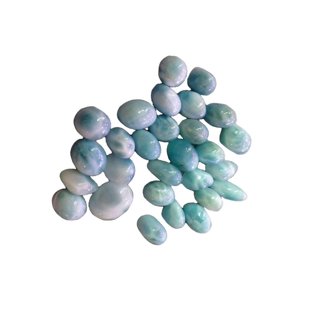 Natural Larimar Round Cabochons Blue Larimar Loose Gemstone Skartgripir 40
