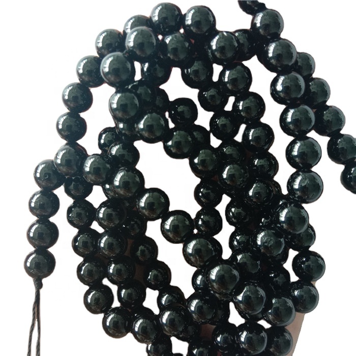 Veľkoobchod Natural Black Tourmaline Ab drahokam guľaté korálky Strutky Loak LEPLINY 6mm 17