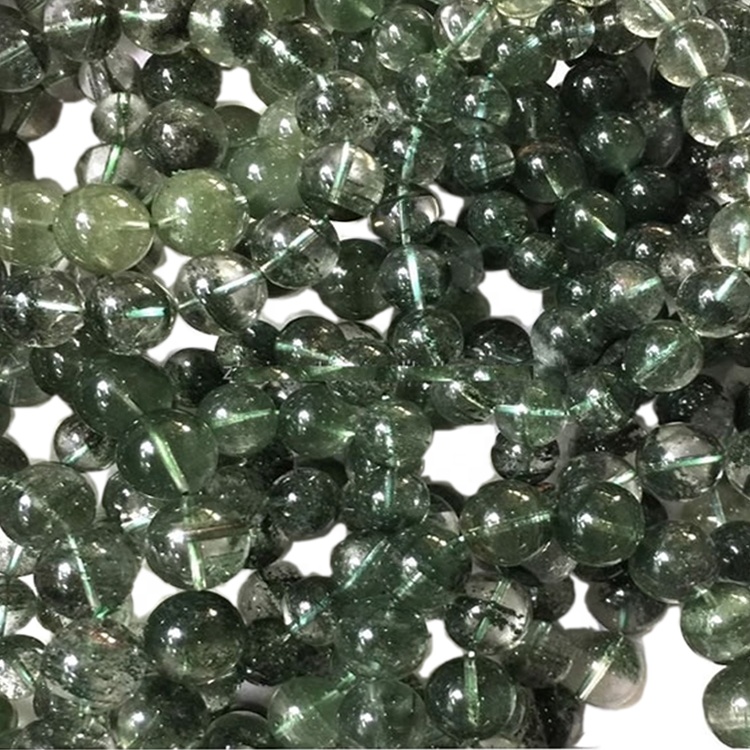 Green Phantom Beads and Cabochon fer a l'engròs Crystal Quartz Gemstone Phantom Green Moss Grau de 6 mm de 8 mm de 10 mm de 12 mm Round Loo 17