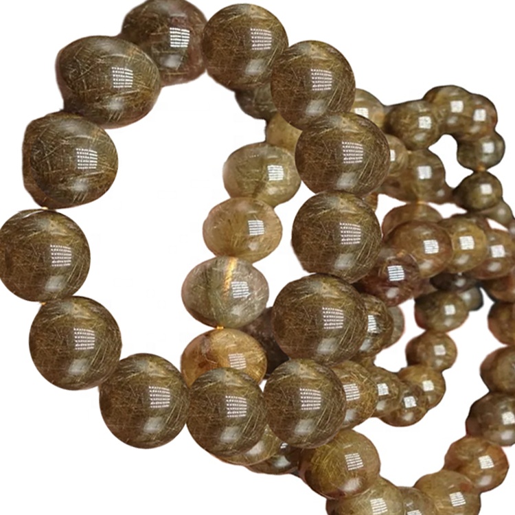 COFER Rutiled Quartz JOOJYERIA 18mm Forma rodona Polsera de joieria de pedra natural 17