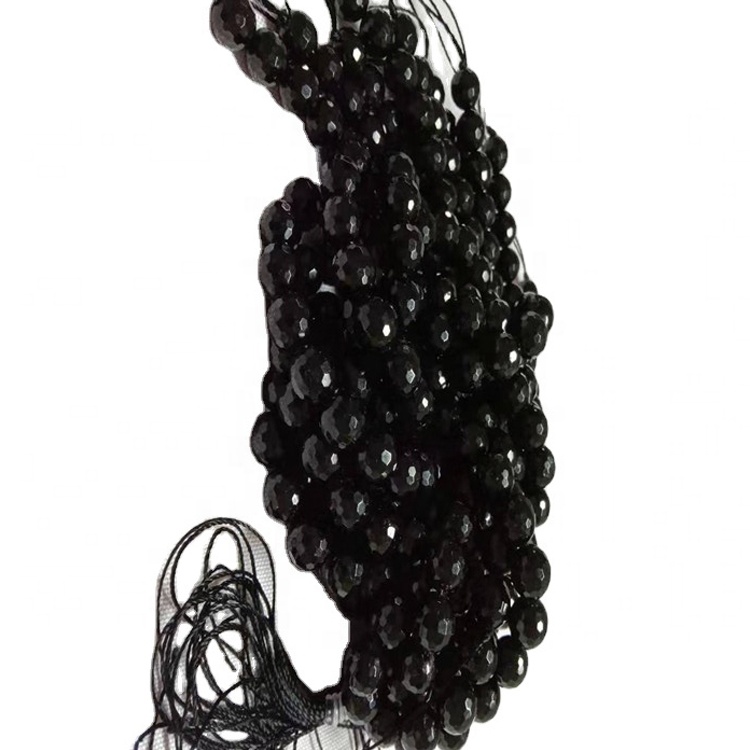 Tormalina nera naturale Forma sfaccettata perline sfaccettate stringhe di pietra preziosa liscia 17