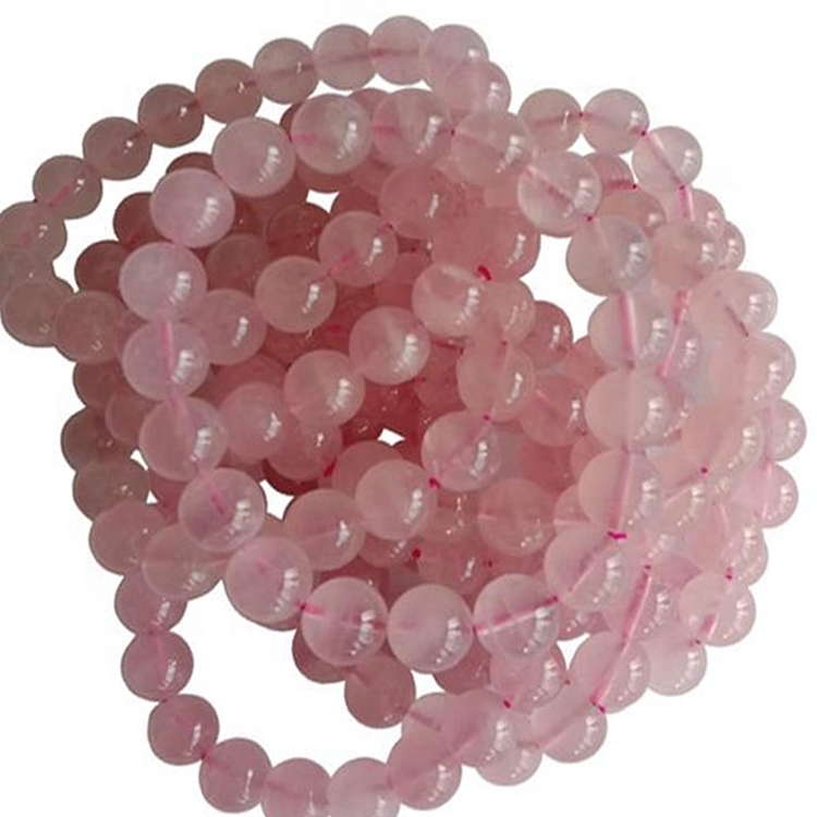 Аптовы Grade 7a Rose Quartz Natural бранзалет Gemstone Round Beaded Бранзалет Журналы 17