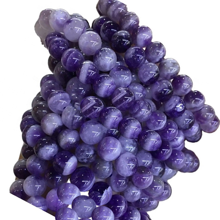 Gemstone perlur teygja armband Amethyst Round perlur armband skartgripir 17
