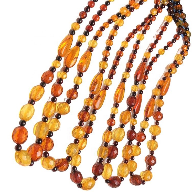 Siste populære smykker Natural Amber Beaded Halskjede 40