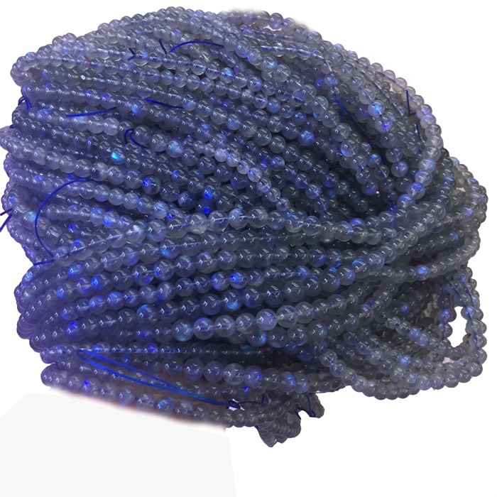 Naturlig Grå Labradoritt Round Shape Perler Gemstone Strings 17