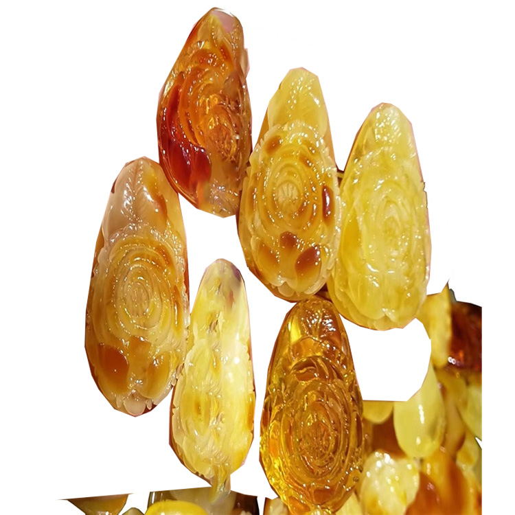 Natürliche Bernsteinblätter handgefertigte Rose Carving Cognac Farbe Bernstein Carving Schmuck 19