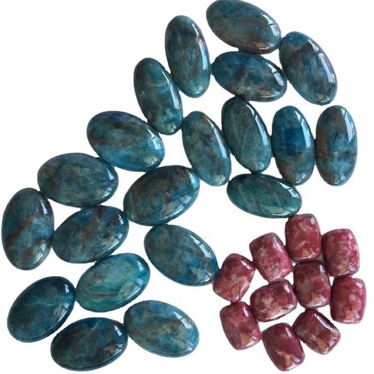 Cilësia e bukur e klasës së lartë 100% Natyrore Neon Blue Apatite Oval Forma Cabochon Gur gur i çmuar për të bërë bizhuteri 21