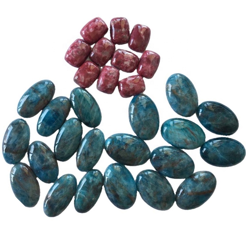 Cilësia e bukur e klasës së lartë 100% Natyrore Neon Blue Apatite Oval Forma Cabochon Gur gur i çmuar për të bërë bizhuteri 23