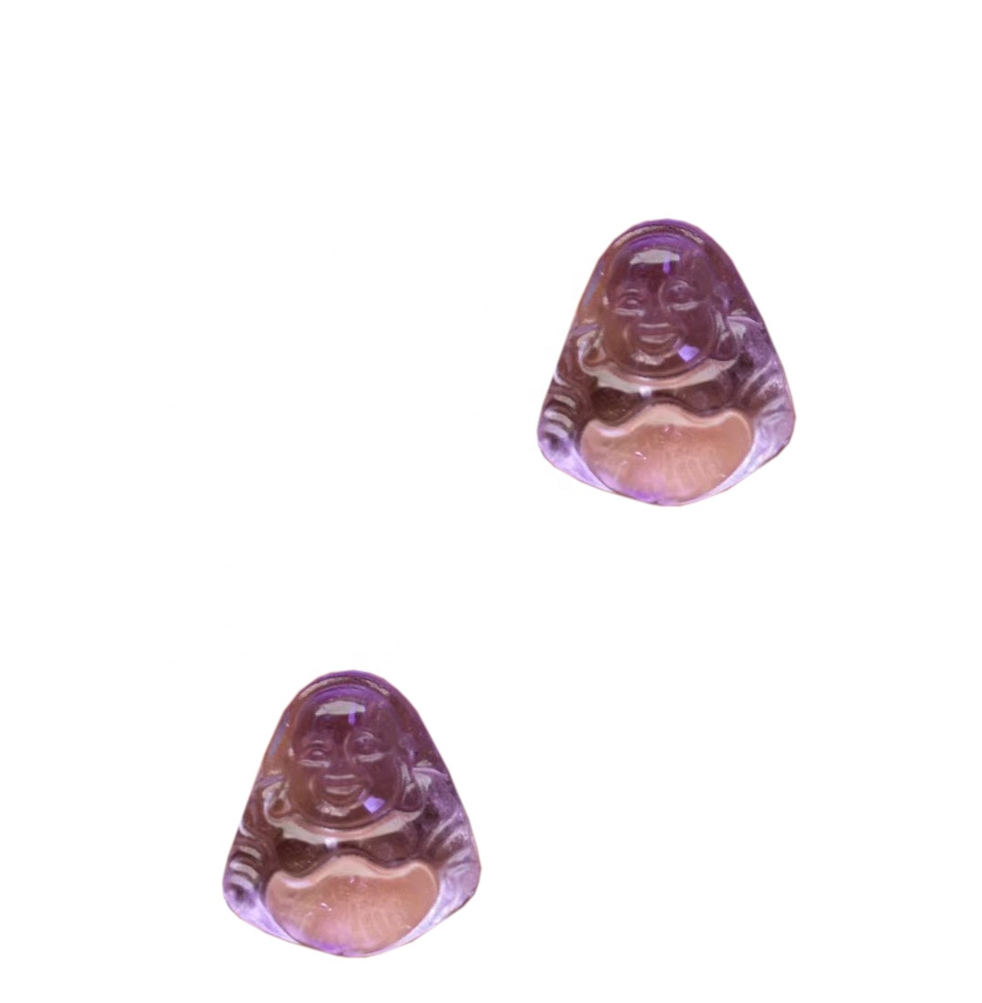 Amethyst nevetve Buddha Head Carving Filigrán Finding Gemstone Cabochon Amethyst Buddha 18