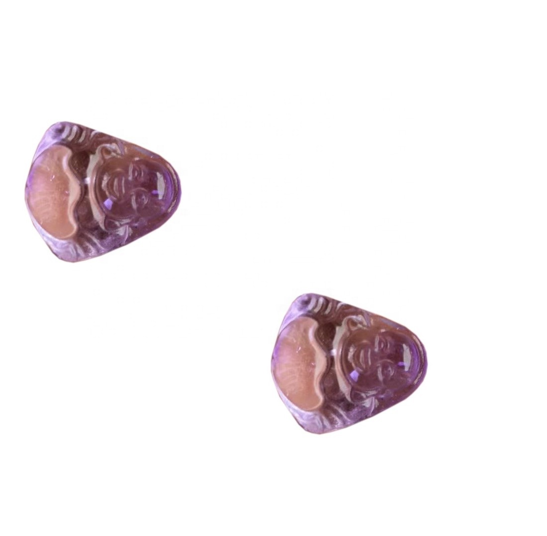 Amethyst nevetve Buddha Head Carving Filigrán Finding Gemstone Cabochon Amethyst Buddha 20