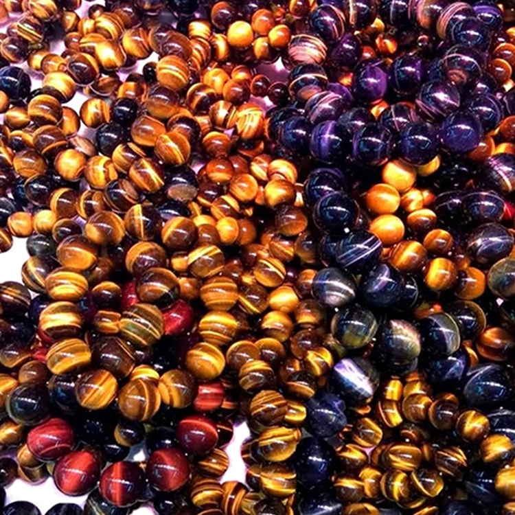 Új divat férfi stílusú natúr színes tigrisszem kerek gyöngyök karkötők hogy nagykereskedés 35