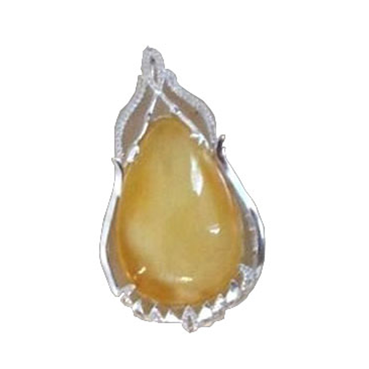 Naturlig gult gemstone inlay sterling sølv anheng 9