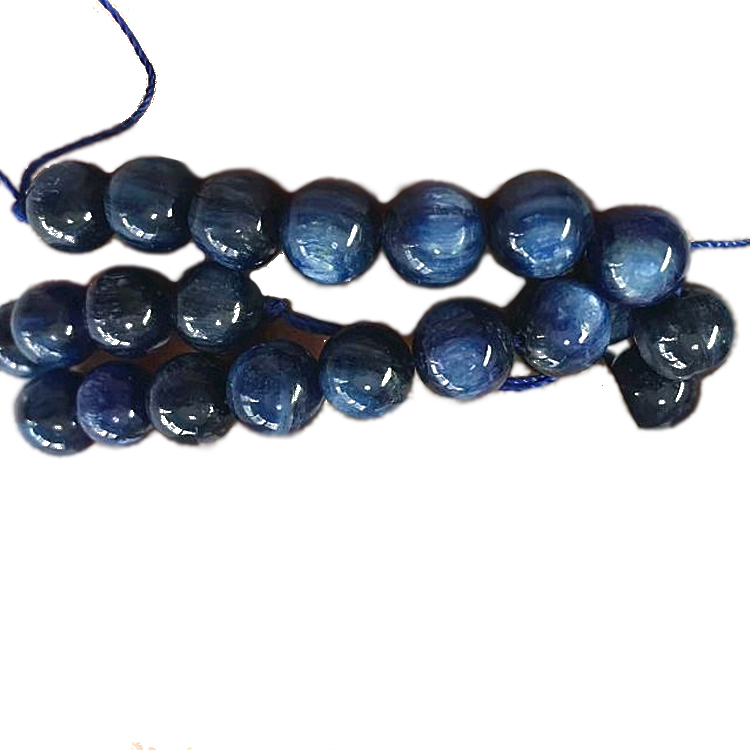 Naturlig kyanitt runde form perler blå glatt gemstone strenger 17