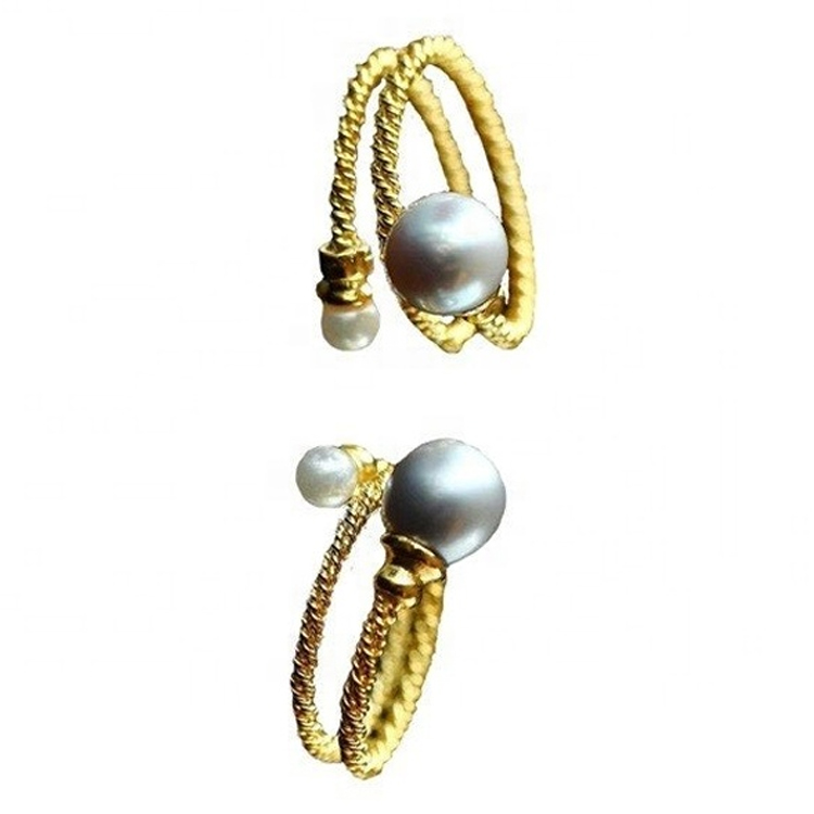 Почитуван роза злато бисер прстен двојно бело мониста накит 15