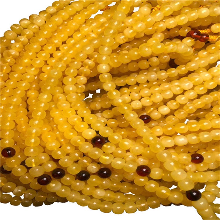 Heildverslun 8mm String Yellow Amber Beeswax Round Gemstone perlur 1strand 40cm skartgripir 17