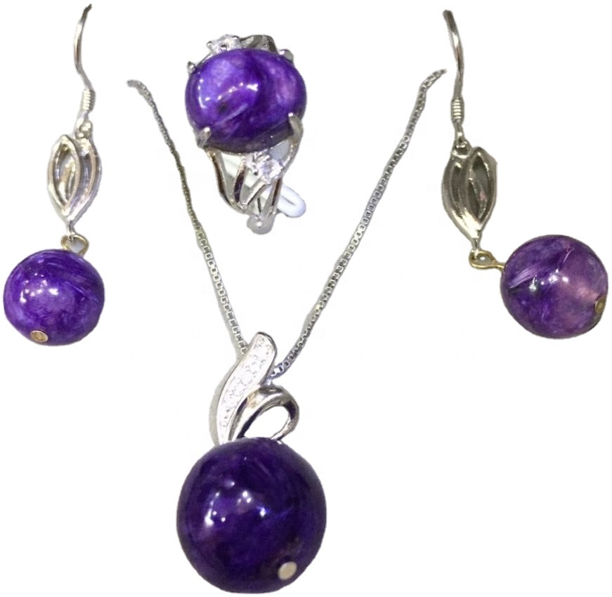 Penjoll de plata Charoite estableix la joieria Preu per a la joieria de plata de llei de Gram 925 9