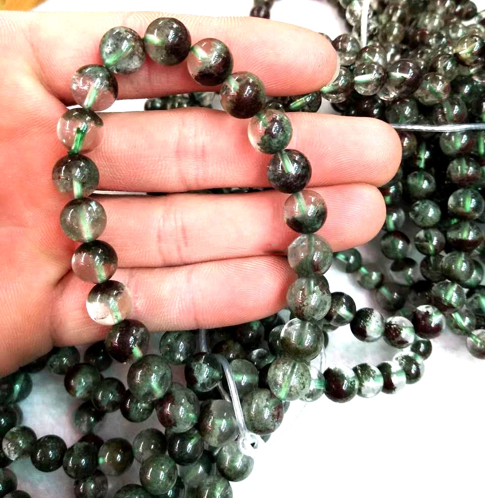 Naturlig spøkelse Phantom Quartz krystall runde perler armbånd masse kvantitet gjør engros 34