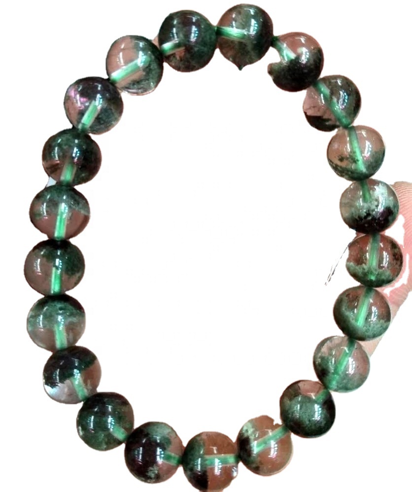 Naturlig spøkelse Phantom Quartz krystall runde perler armbånd masse kvantitet gjør engros 32