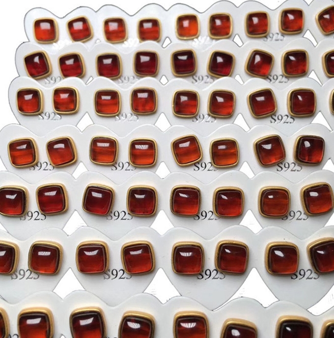 Arracades de moda natural Garnet Encant Quadrilàter Garnet Arraces per a dona 7