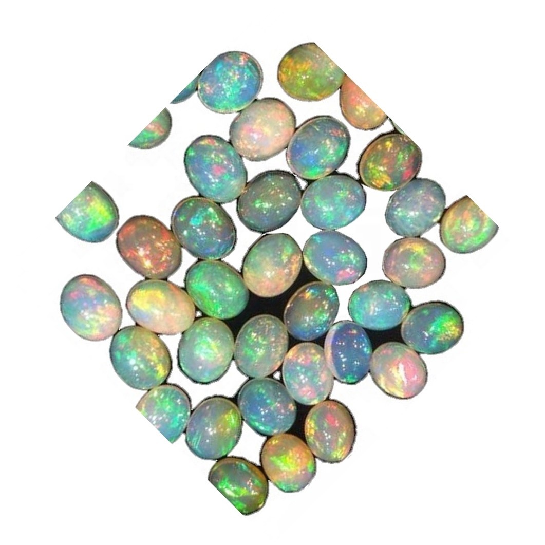 AAAA Gæði Natural White Eþíópíu Opal Cabochon með Multi Fire Lose Gemstone 7