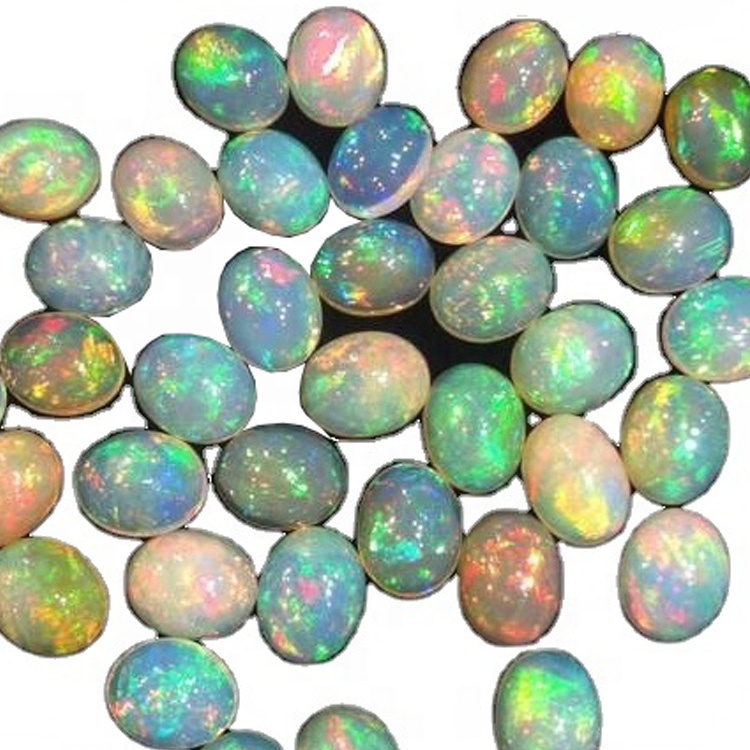 AAAA Gæði Natural White Eþíópíu Opal Cabochon með Multi Fire Lose Gemstone 11