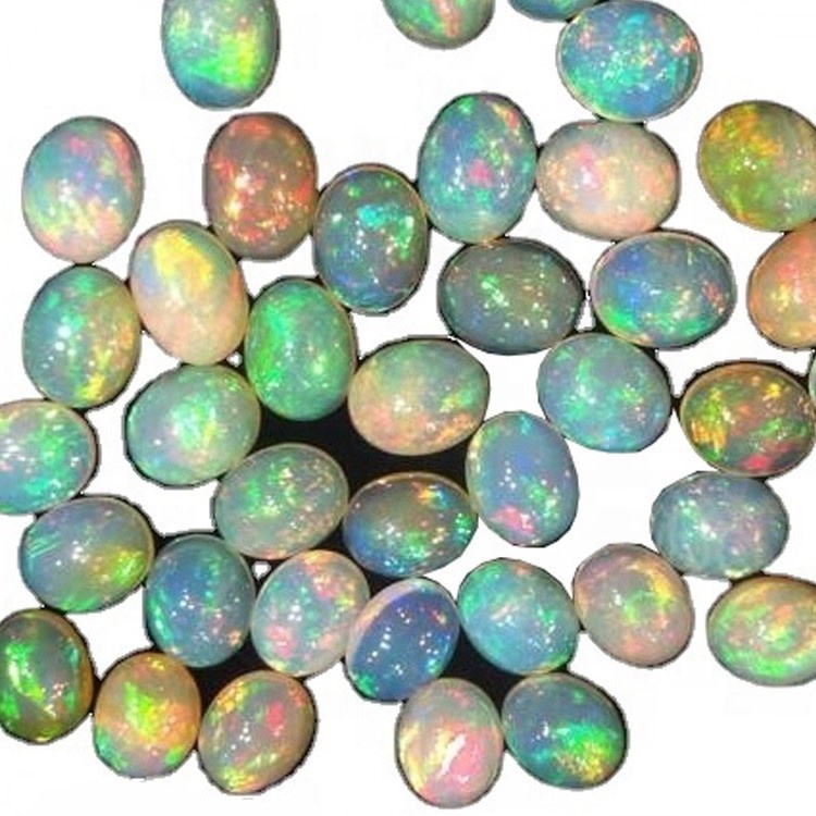 AAAA Gæði Natural White Eþíópíu Opal Cabochon með Multi Fire Lose Gemstone 9