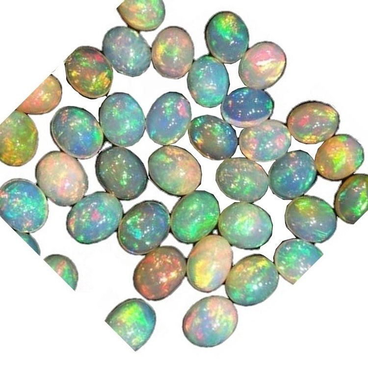 AAAA Gæði Natural White Eþíópíu Opal Cabochon með Multi Fire Lose Gemstone 15