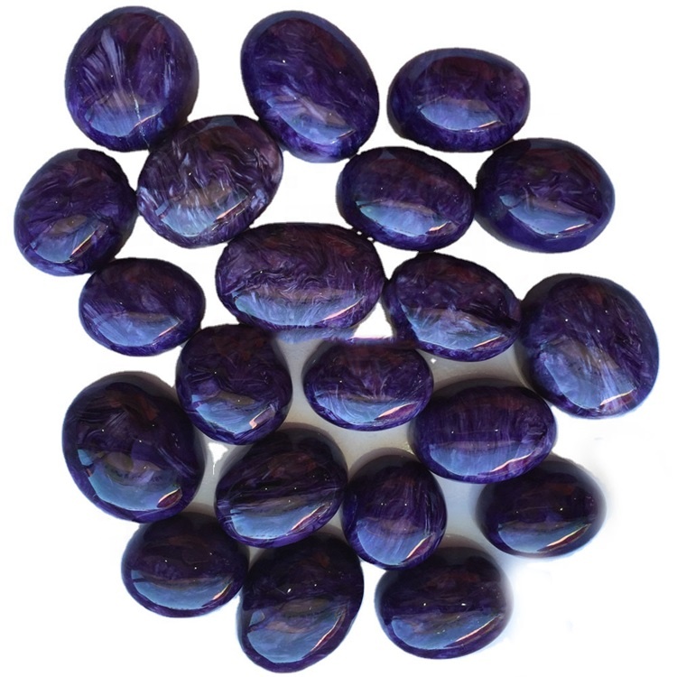 Charoite ovale prerë gur i çmuar cabochon për bizhuteri natyrore charoite cabs 33
