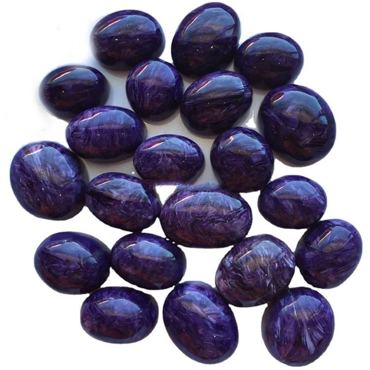 Charoite ovale prerë gur i çmuar cabochon për bizhuteri natyrore charoite cabs 35
