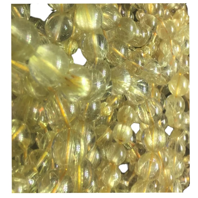 Gemstone all'ingrosso Golden Rutilated Quartz Pietra di quarzo 6mm rotondo perlina personalizzabile 925 sterling gioielli in argento sterling 33