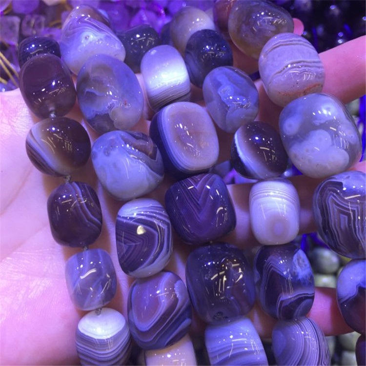 Vruće prodaje prirodne ljubičaste zebre stripe agate perle drago kamenje 36