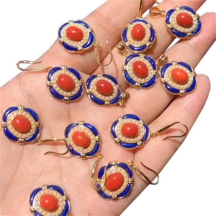 Prirodni lapis i južno crveno agat viseći nakit nakita 24