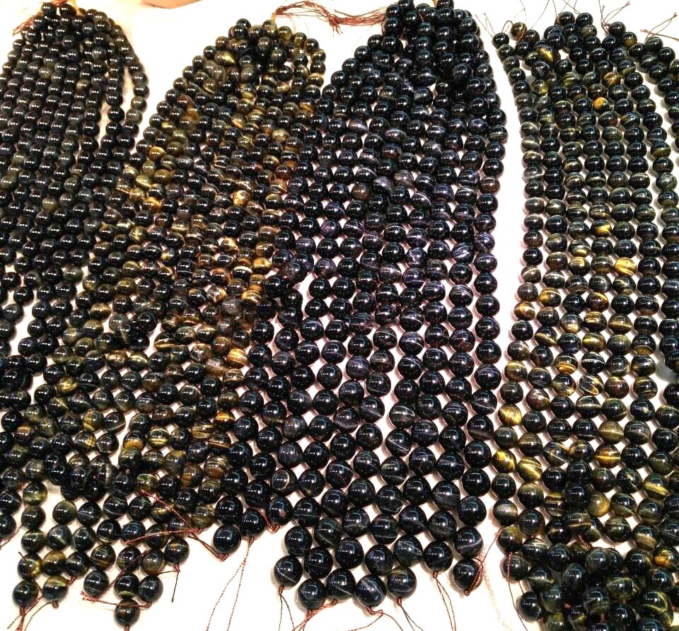 Natural 3A Grade Colorful Umferð Tiger Eye Perlur fyrir Gera Heildverslun 17